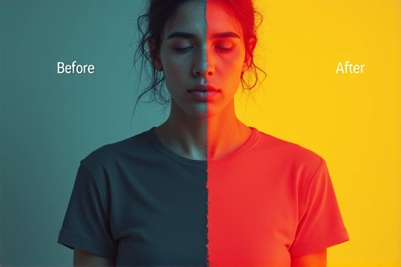 Before and After conceptual image for energy levels